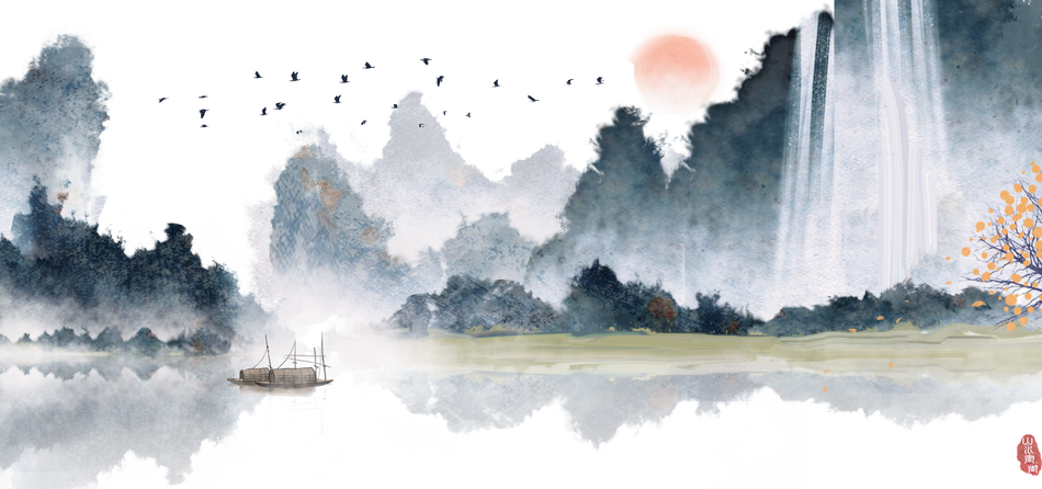 Dồ Họa Watercolor River Landscape 
